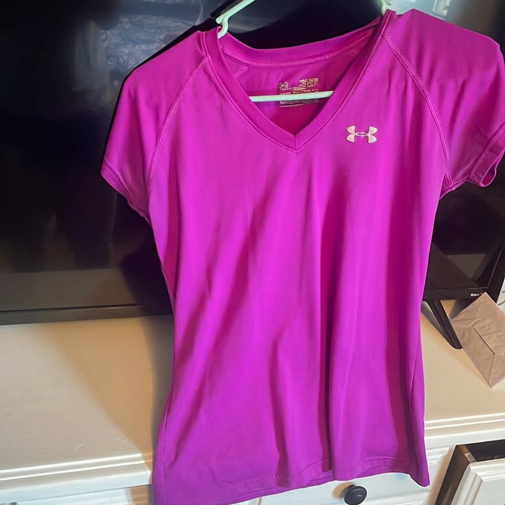 Purple under armour v neck shirt